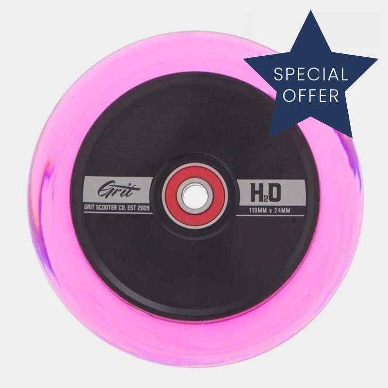 Grit Scooters Hollow Core Wheels H2O (Pair)  Black / Pink 110mm x 24mm