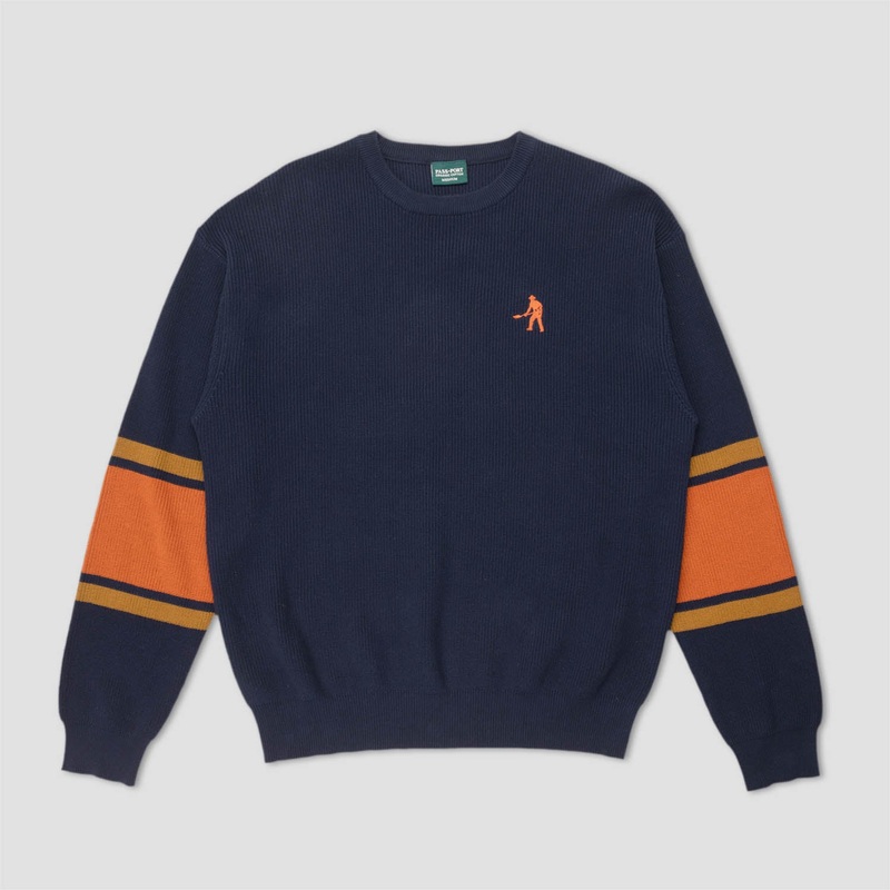 PassPort Organic Cotton Stripe Knit Sweater Navy Small