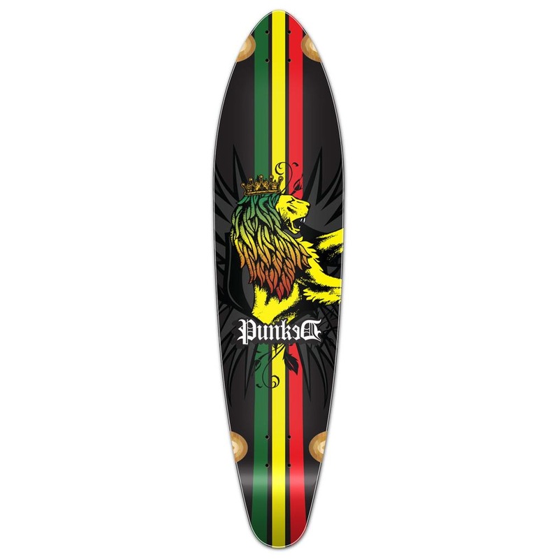 Punked Kicktail Rasta Longboard Deck Deck