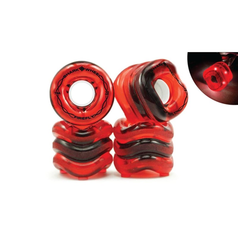 Shark Wheel 70mm/78a Firefly – Transparent Red with Red Lights Longboard Wheels