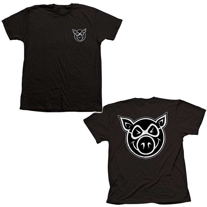 Pig Wheels Pig Head Tee Black S