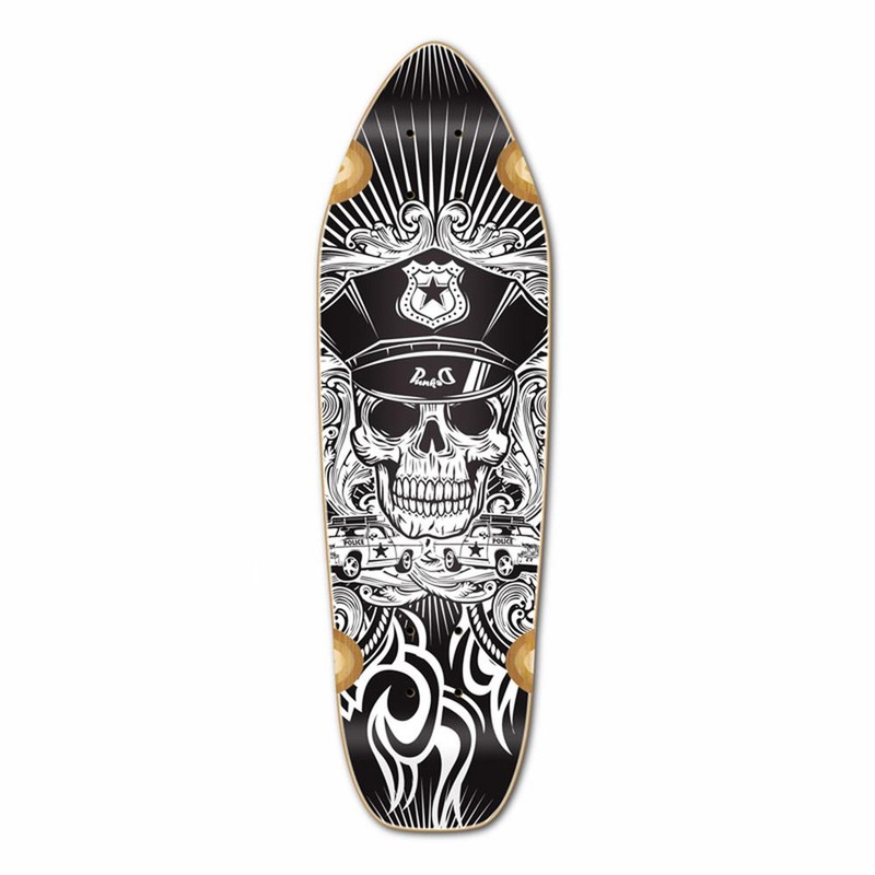 Punked Mini Cruiser Skull Cop Deck Deck