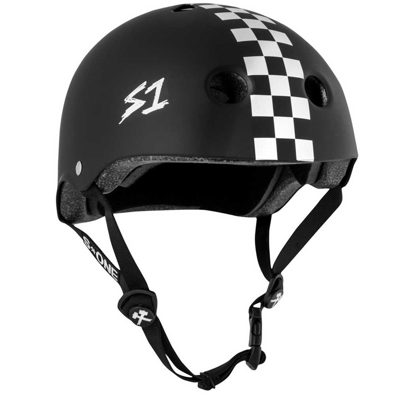 S-One S1 Lifer Skateboard Helmet Black Matte w/ White Checkers X-Small Black/White