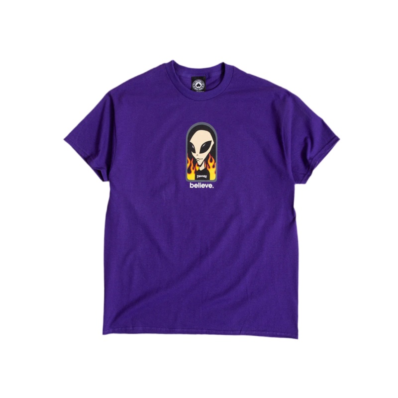 Thrasher x AWS Believe T-Shirt Purple Small