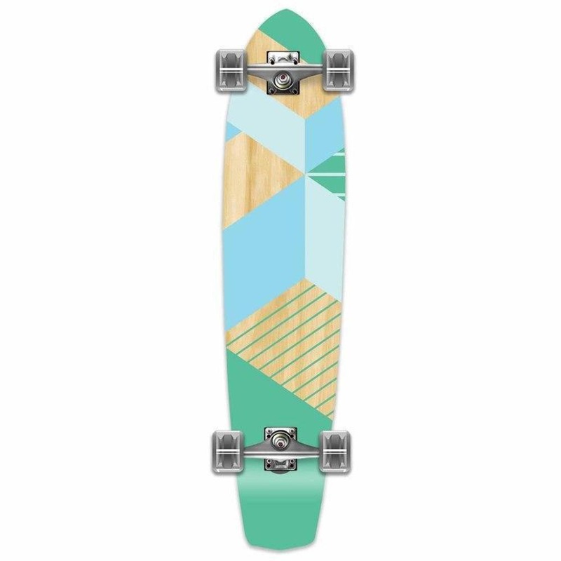 Geometric Green 36″ Slimkick Longboard from Punked – Complete Complete
