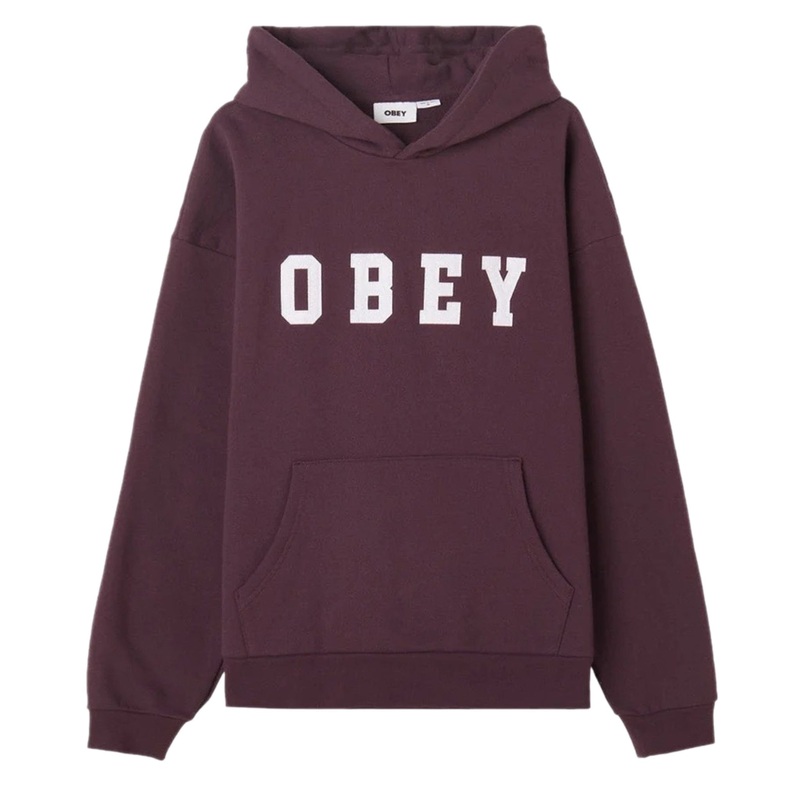OBEY FELT EXTRA HEAVEY HOODIE PLUM M
