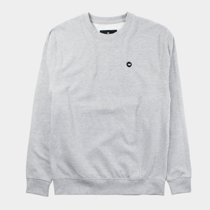 Prime Delux Icon 2 Embroidered Crew Sweat – Heather Grey S
