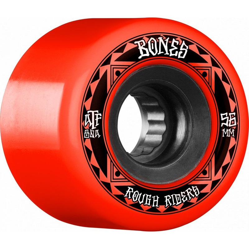BONES WHEELS ATF ROUGH RIDER SKATEBOARD WHEELS 80A 56mm Red