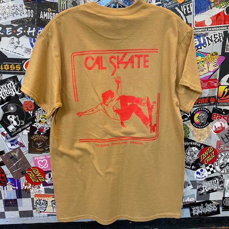 Cal Skate “Slash Grind” Old Gold T-Shirt Small