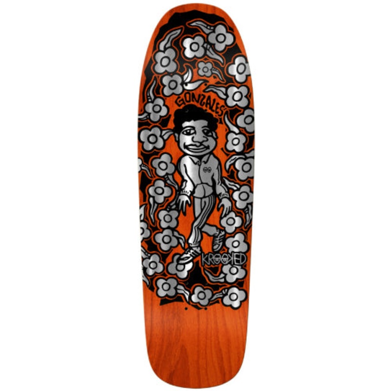 Krooked Mark Gonzales Sweatpants Foil Shaped Skateboard Deck Orange 9.81″ 9.81″
