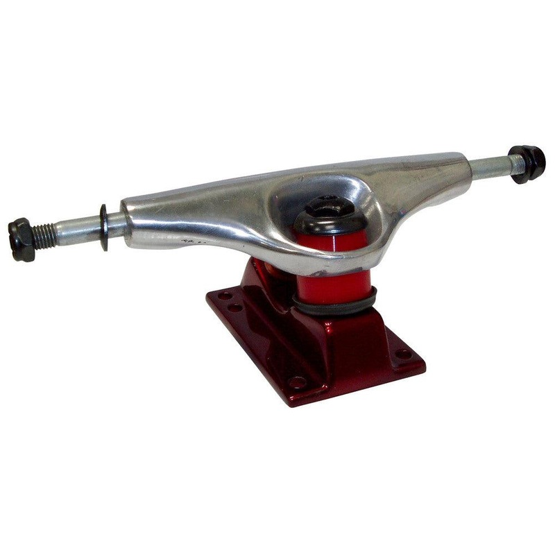 Punked 125mm – Chrome/Red Skateboard Trucks | Set of 2