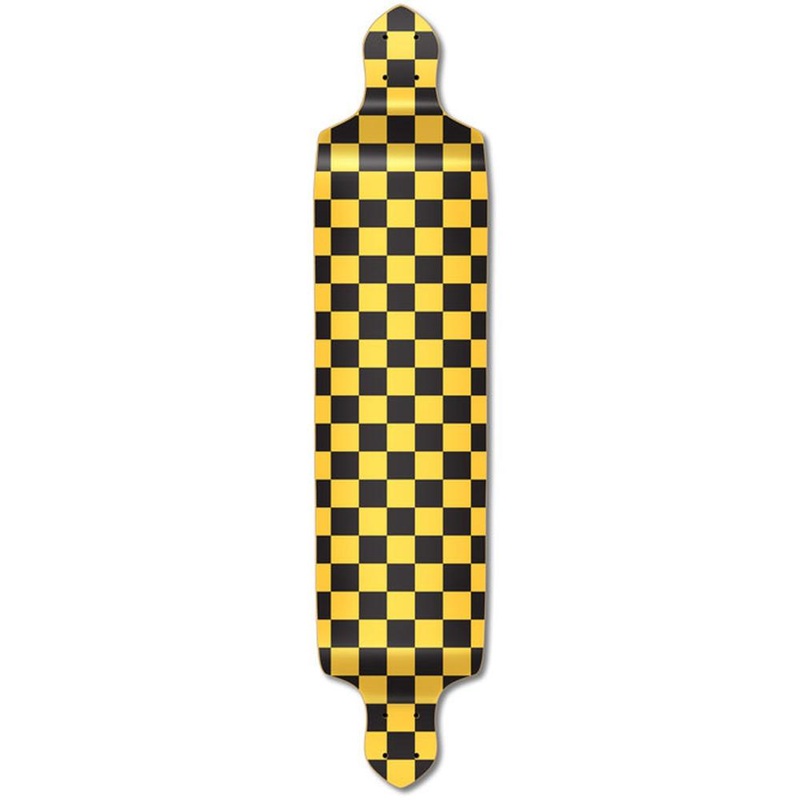 Punked Drop Down Longboard Deck – Checker Yellow Deck
