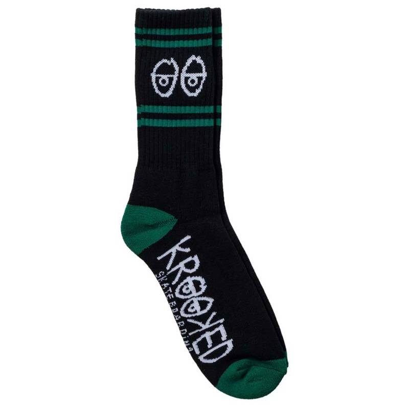 Eyes EMB Black Green White Krooked Socks