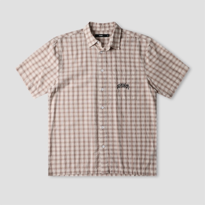 Former Manners Check Shortsleeve Shirt Taupe Medium