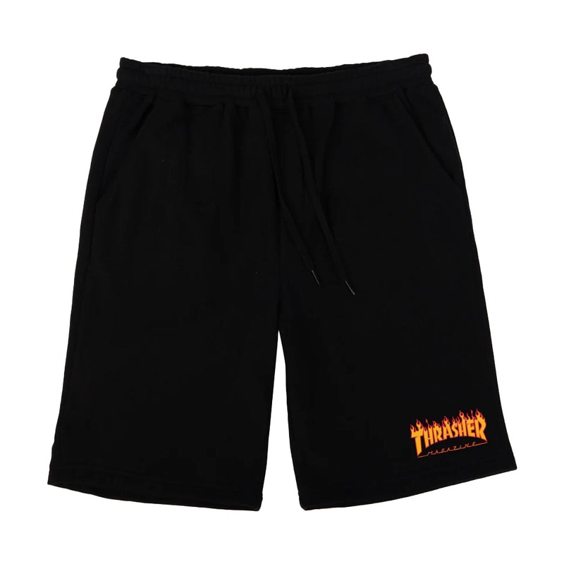 Thrasher Magazine Flame Logo PE Shorts Black Small