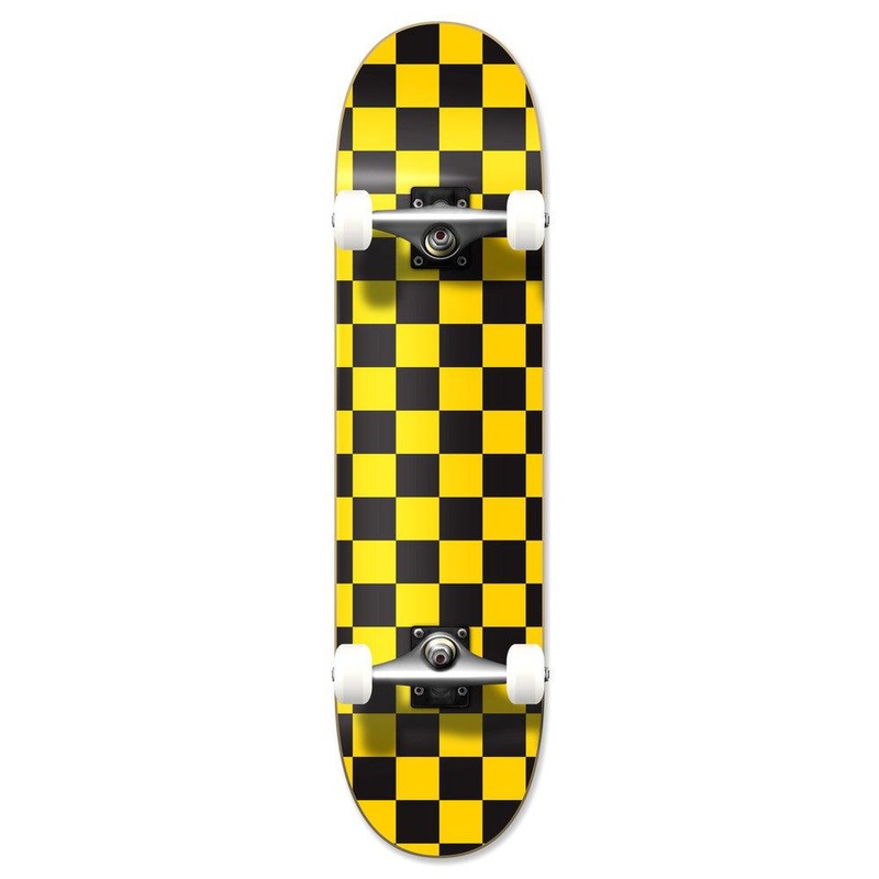 Yocaher Graphic Complete 7.75″ Skateboard – Checker Yellow Complete