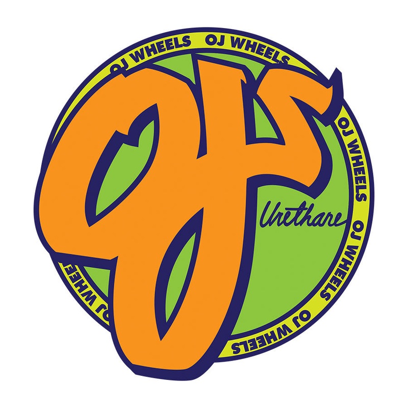 Logo 6.5in OJ Stickers (25 Pack) Green/Orange 6 in