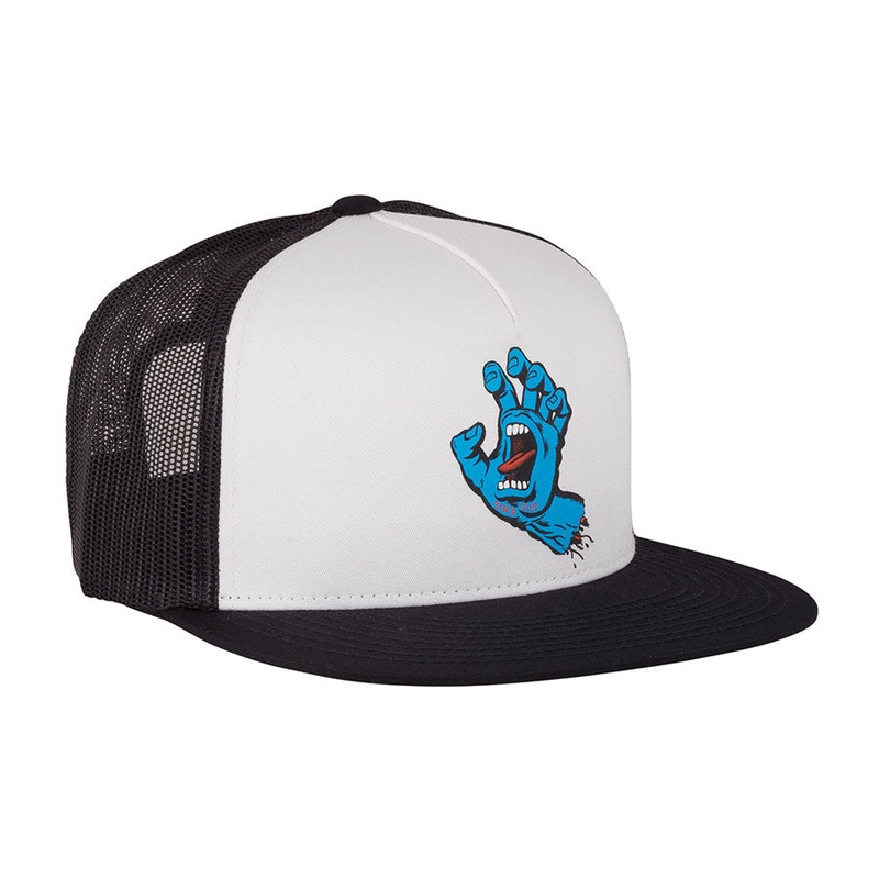 Santa Cruz Screaming Hand Front Mesh Trucker High Profile Men’s Hat – White/Black