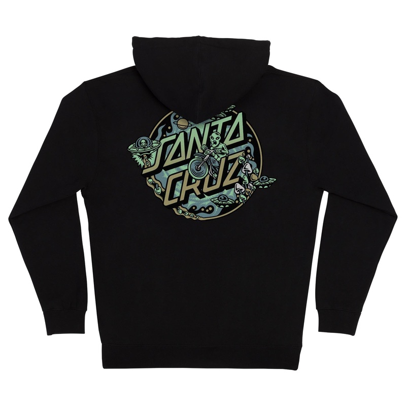 Santa Cruz Winkowski Dope Planet 2 Dot Zip-Up Hooded Sweatshirt Small Black
