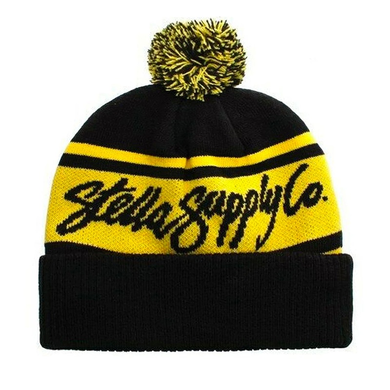Stella Supply Co. Bobble Beanie Black / Yellow