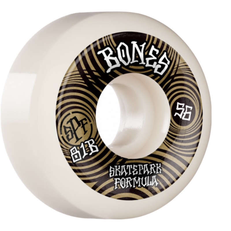 BONES WHEELS SPF Skateboard Wheels Ripples 56mm P5 Sidecut 81B 4pk White 56mm White
