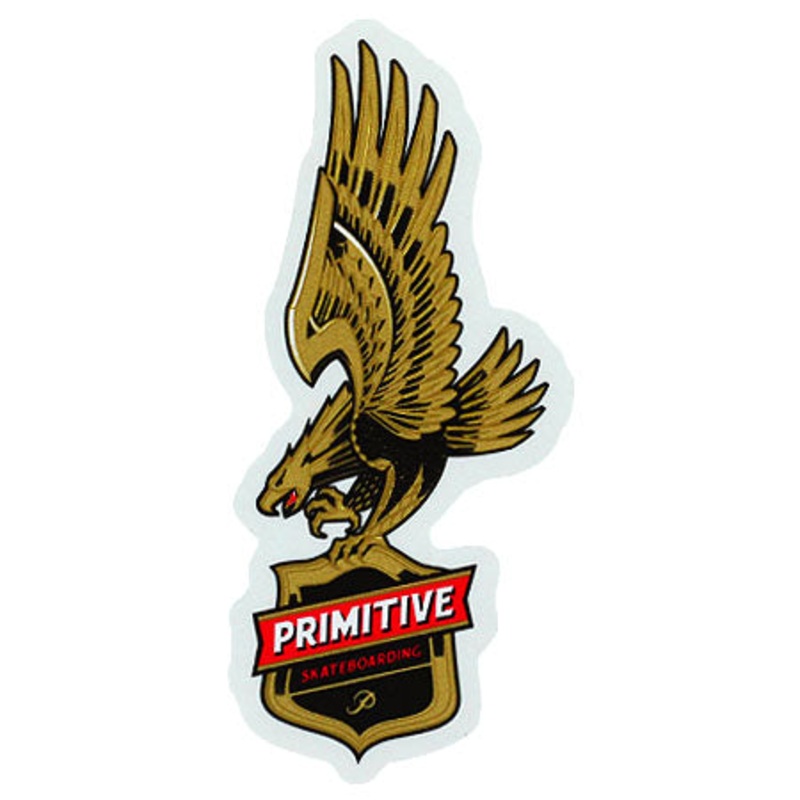 Primitive Skateboarding Eagle Sticker Gold/ Red 5″ x 2″