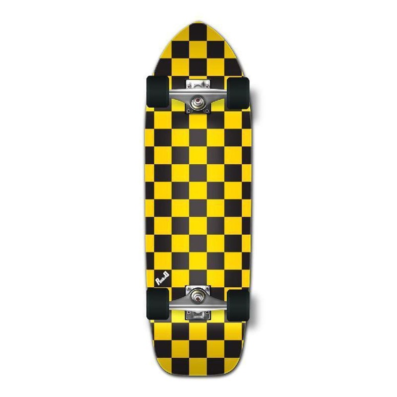 Punked Checker Yellow 33″ Old School Longboard Complete