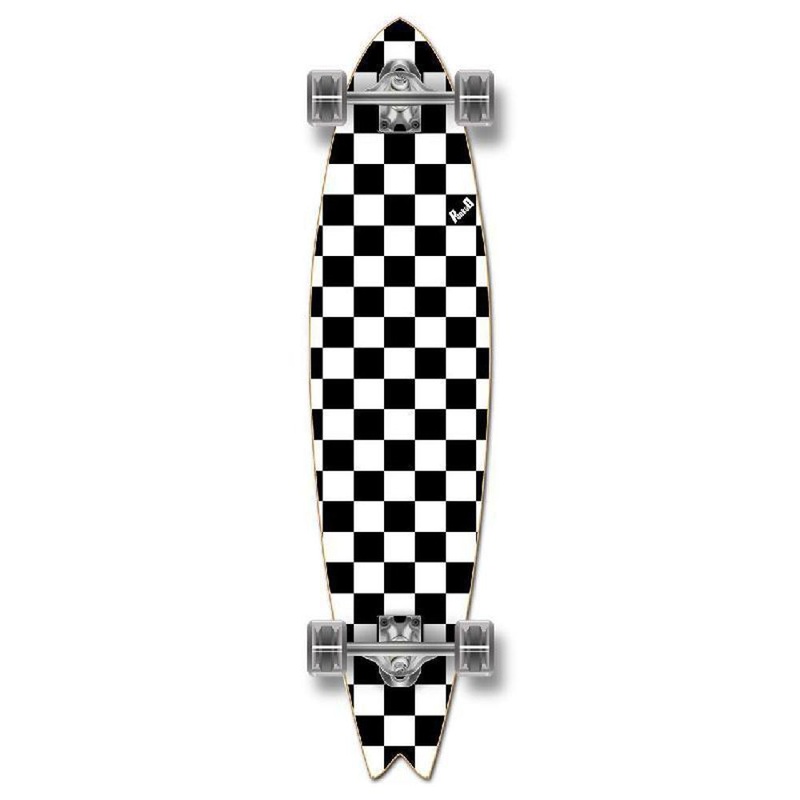 Punked Checkered White Fishtail Longboard Complete