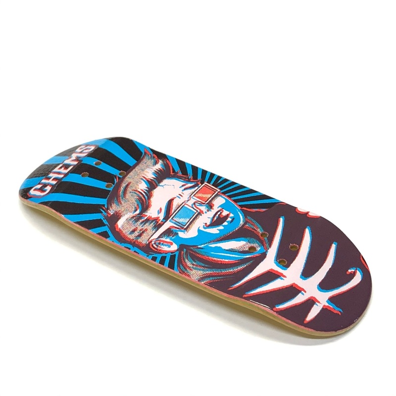 Chems Blue Background “Rising 3D Kid” Fingerboard Deck 29mm Mid-Pro Popsicle