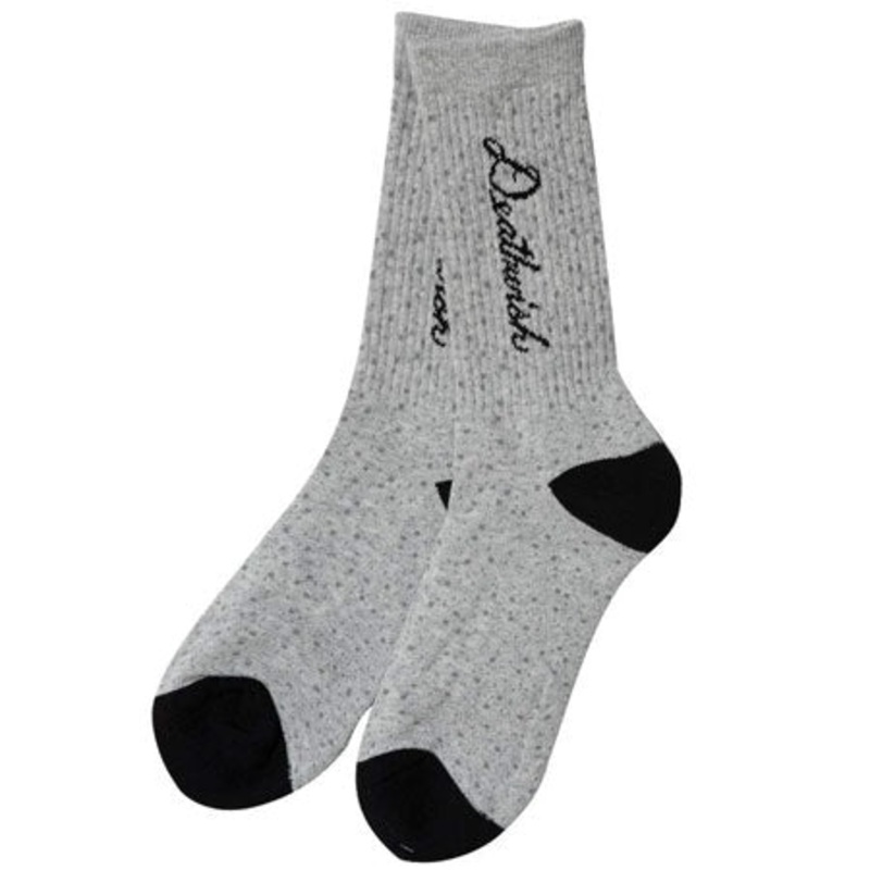 Deathwish Script Crew Socks Gray One size fits all