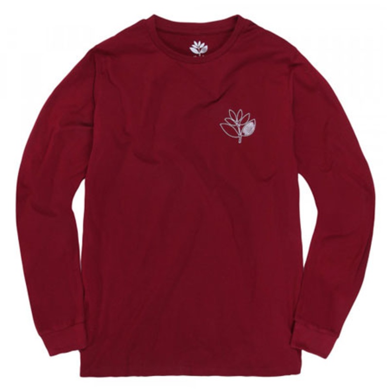 Magenta Plant Outline Long Sleeve T Shirt Burgundy Large