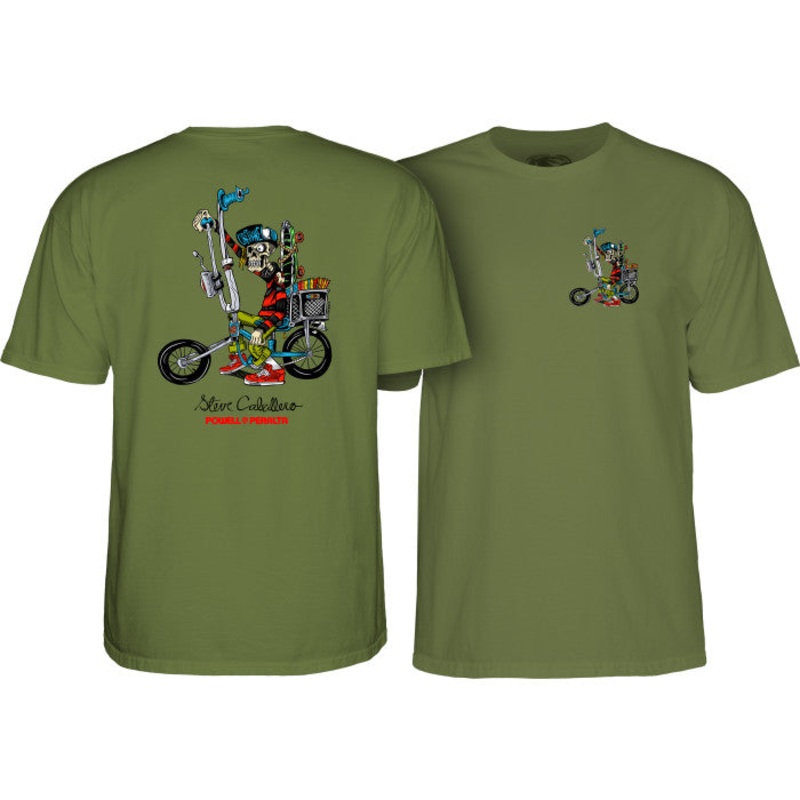 POWELL PERALTA CABALLERO “CHOPPER BIKE” T-SHIRT Small Military Green