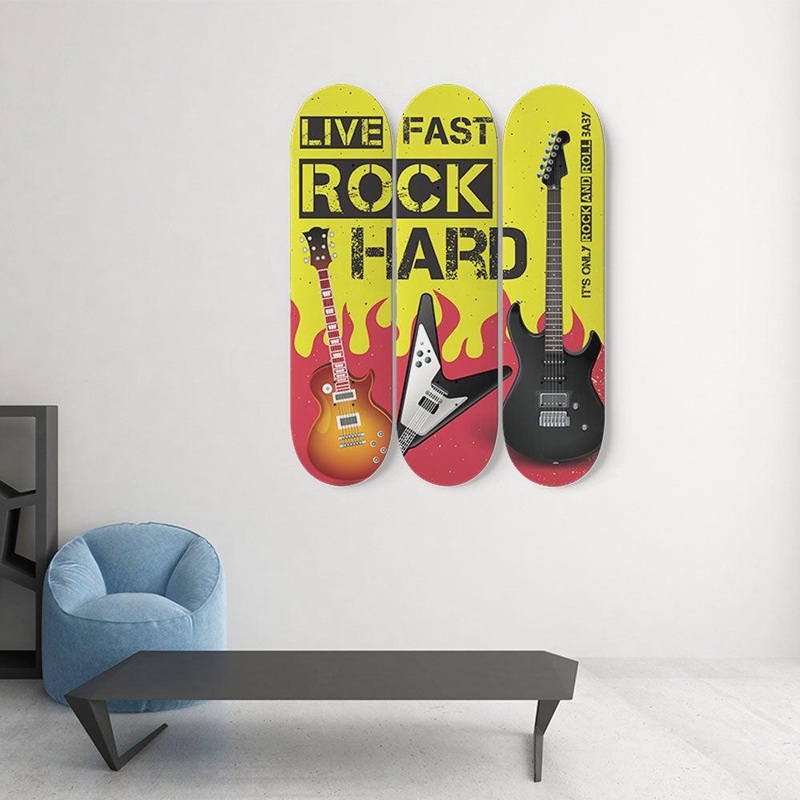 Hard Rock Yellow Poster Skateboard Wall Art
