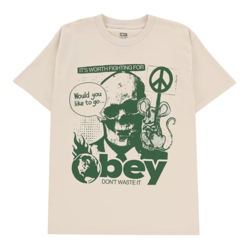OBEY DON’T WASTE IT T SHIRT CREAM S