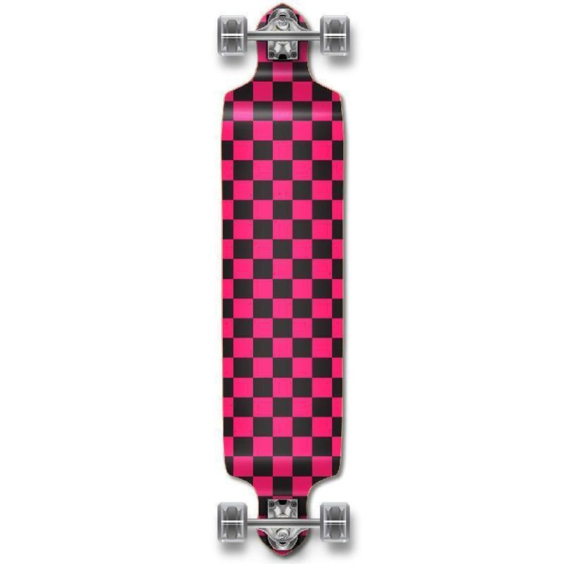 Punked Checkered Pink Drop Down Downhill Longboard Complete