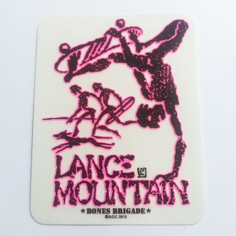 Powell Peralta, Lance Mountain “Future Primitive” Skateboard Sticker in Pink. 11.5cm x 9cm approx
