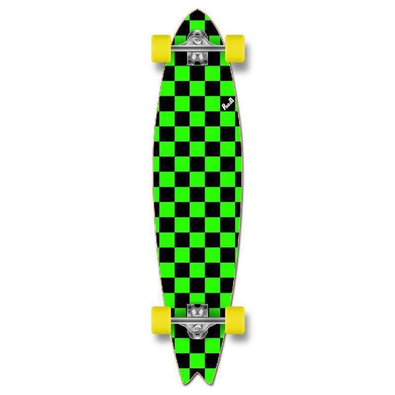 Punked Checkered Green Fishtail 40″ Longboard Complete