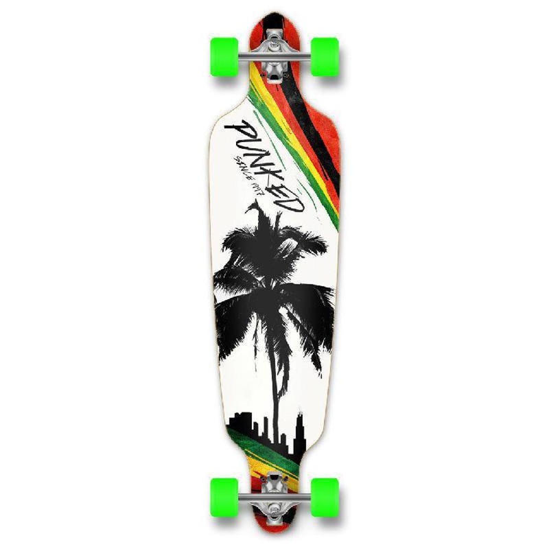 Punked Palm City Rasta Drop Through Longboard Complete