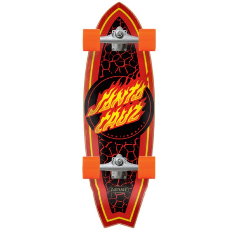 Santa Cruz X Carver Flame Dot Shark Surf Skate Cruiser Complete 31.52″ 31.52″