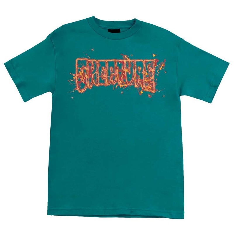 Creature Inferno Logo Outline Short Sleeve T-Shirt Small Jade Green