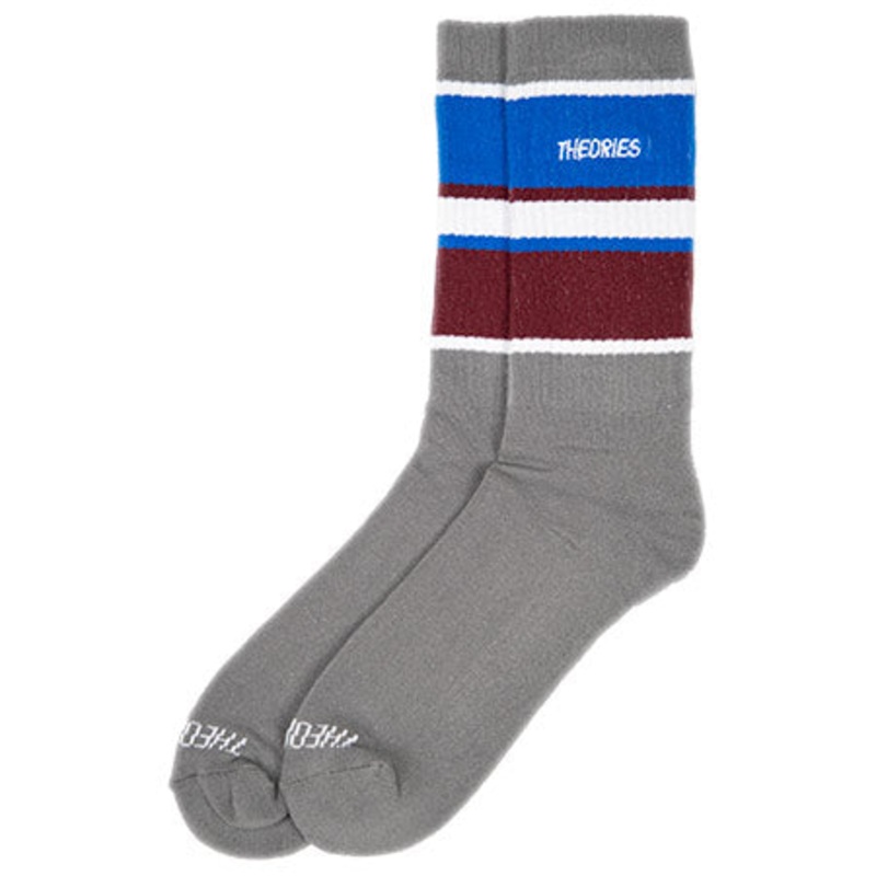 Theories Color Block Crew Socks Gray One size fits all