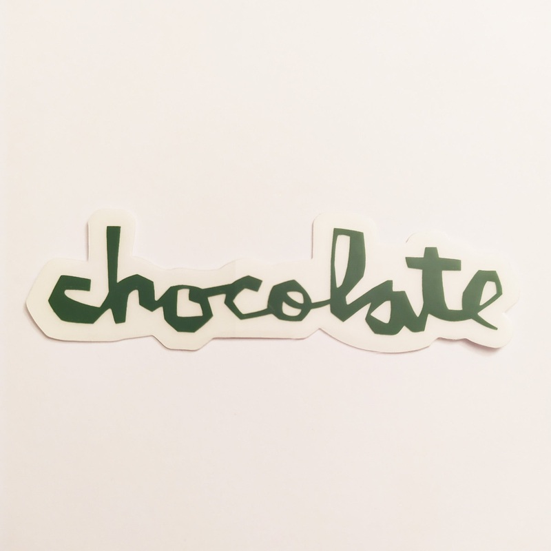 Chocolate Chunk Logo Skateboard Sticker – Dark Green – 14 cm across approx.