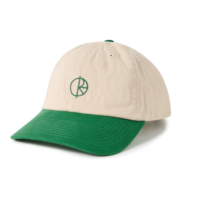 Polar Skateboards Ecru Sai Stroke Logo Strap-Back Hat Ecru/ Green Medium/Large