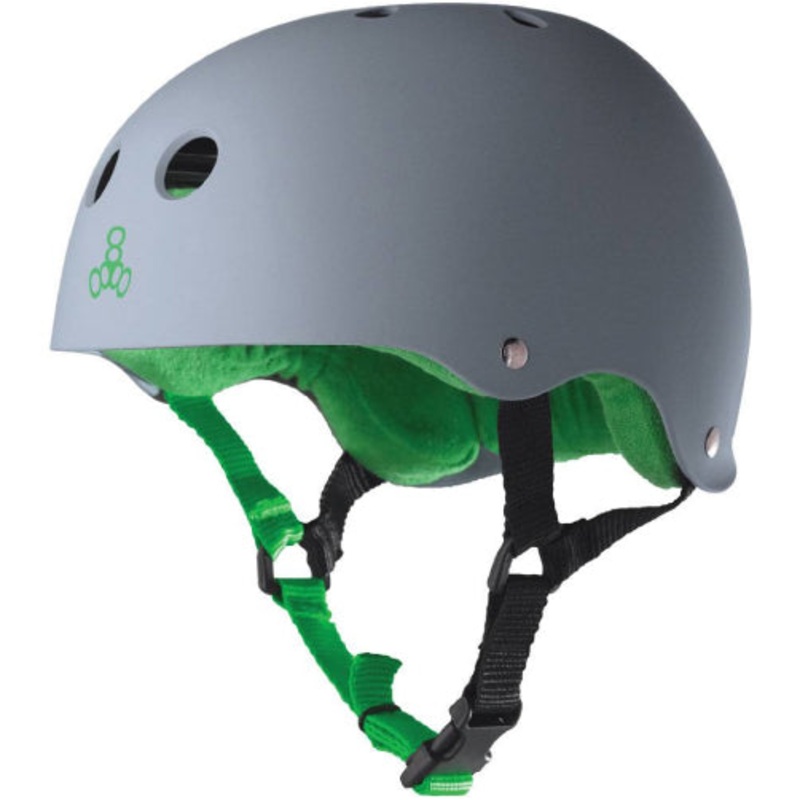 Triple Eight Sweatsaver Helmet – Grey Rubber/Green Small