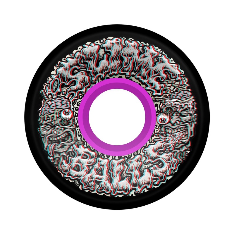 54.5mm Brain Busters 3D OG Slime 78a Slime Balls Skateboard Wheels Black 54.5mm