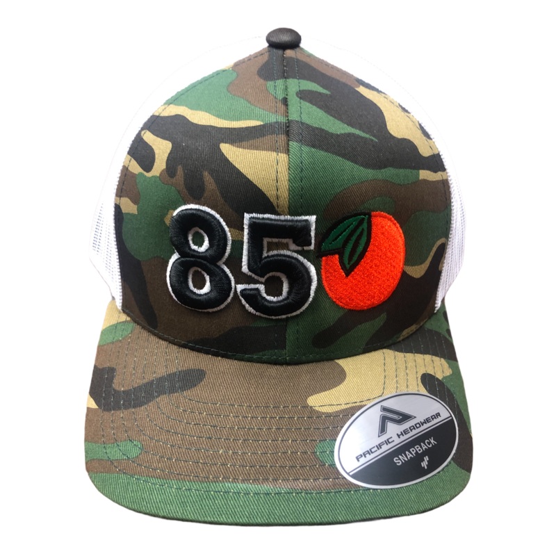 850 Trucker Snap Back Hat Camo Black/White