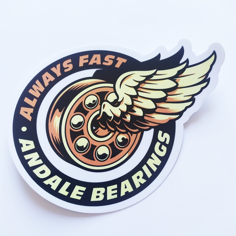 Andale Bearings Skateboard Sticker – “Always Fast Wings” – 11cm across approx