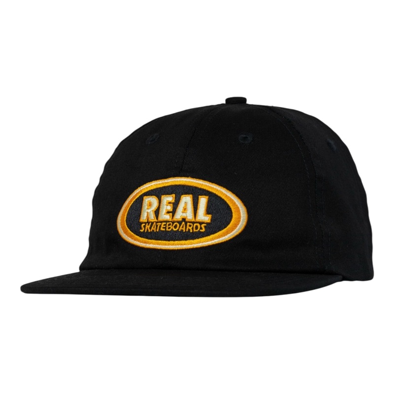 Real Hat Oval Embroidered Strapback (Black/Cream) OS