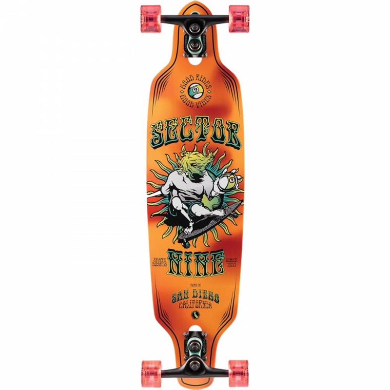 Sector 9 Mini Fractal Orange 34″ Sidewinder Surfskate Longboard