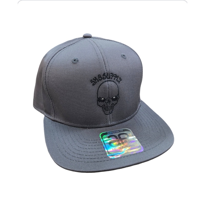 SK8SUPPLY Wes Humpston Skull Logo CANVAS snap back hat – GRAY BLACK